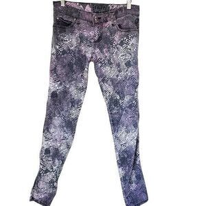 Tripp NYC Snake Print Skinny Jeans Punk Rock Emo Goth Grunge Purple Size 3 28X31